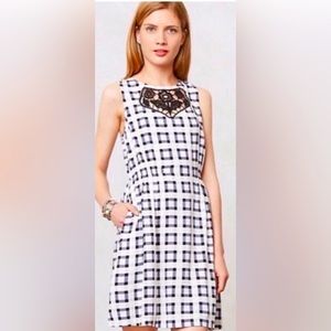 Anthropologie I Lilka Tattersall Sleeveless White & Lavender Plaid Mini Dress